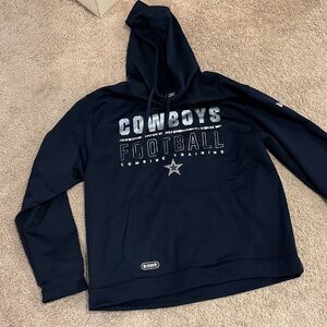 NFL Cowboys Navy Pullover Hoodie with Football Graphics